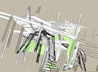 Artes digitais intitulada "Sci-Fi Wireframe" por Lucio Forte, Obras de arte originais, Modelagem 3D