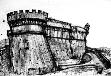 Drawing titled "Sarzanello Fortress" by Lucio Forte, Original Artwork, Ink