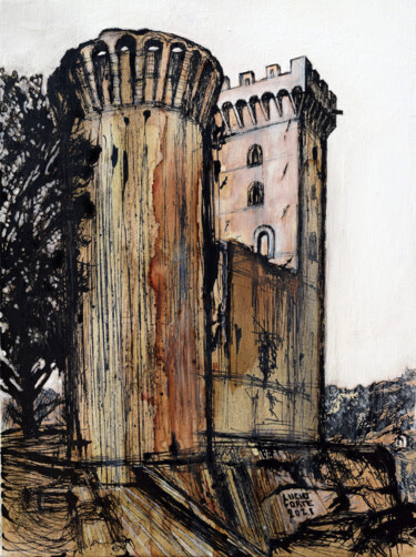 Malerei mit dem Titel "Castelnuovo Magra" von Lucio Forte, Original-Kunstwerk, Tinte