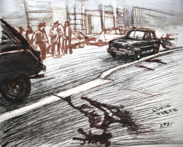 Drawing titled "Milano, murder of D…" by Lucio Forte, Original Artwork, Ink