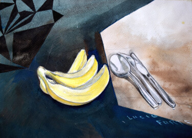Schilderij getiteld "Bananas" door Lucio Forte, Origineel Kunstwerk, Aquarel