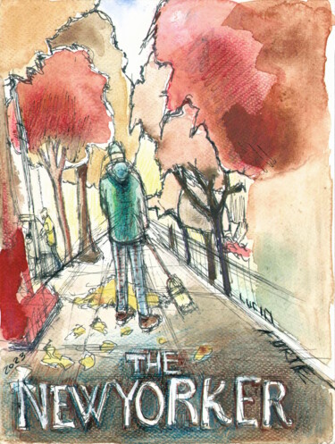 Painting titled "The New Yorker" by Lucio Forte, Original Artwork, Watercolor