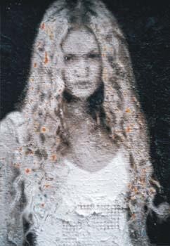 Painting titled "donna con vestito b…" by Lucio Greco, Original Artwork
