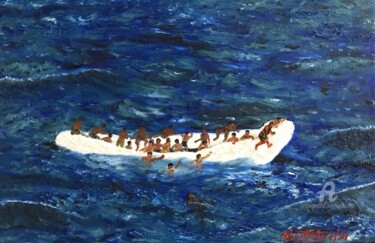 Pittura intitolato "Migranti 2017" da L.C., Opera d'arte originale, Acrilico