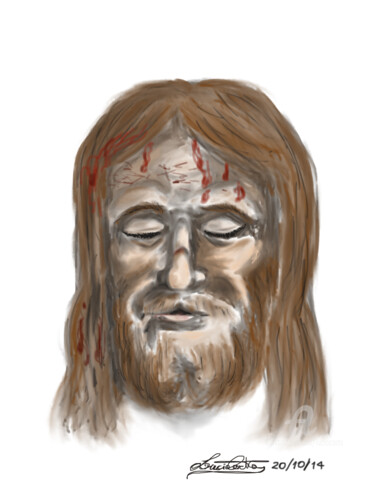 Disegno intitolato "Gesù ricostruzione…" da L.C., Opera d'arte originale
