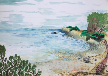 Pittura intitolato "Spiaggia Santa Marg…" da L.C., Opera d'arte originale, Acquarello