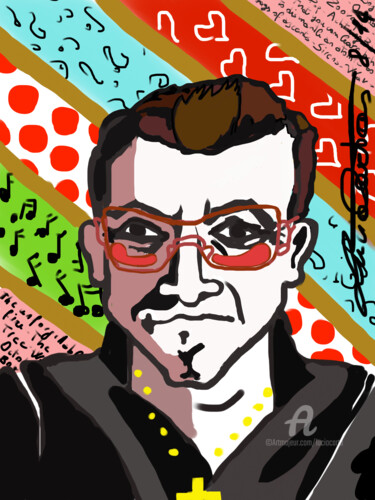 Disegno intitolato "Bono "popart"" da L.C., Opera d'arte originale