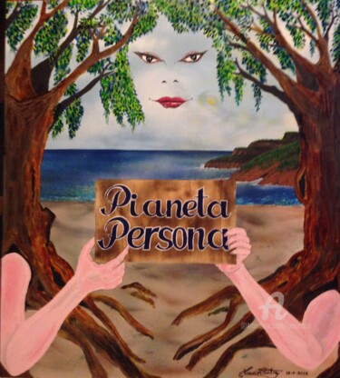 Pittura intitolato "Pianeta Persona" da L.C., Opera d'arte originale, Acrilico