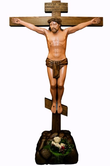 Скульптура под названием "Распятие.Crucifixio…" - Николай Nikolay Шенигин Shenigin, Подлинное произведение искусства, Дерево