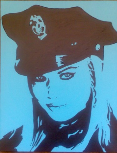 Peinture intitulée "cops girl" par Lucky Paint, Œuvre d'art originale