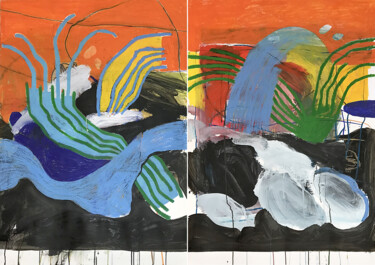 Schilderij getiteld "BURNING SKY" door Luc Pierre, Origineel Kunstwerk, Acryl