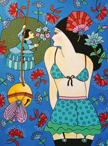 "La Baignade" başlıklı Tablo Lucrezia Solena tarafından, Orijinal sanat, Guaş boya