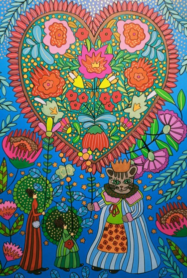 Pintura titulada "La Chatte" por Lucrezia Solena, Obra de arte original, Gouache