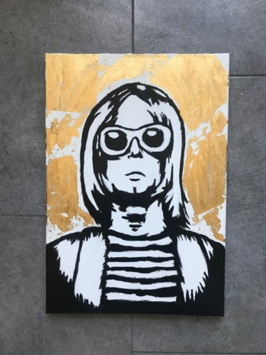 Painting titled "Kurt cobain" by Maxime Rougié, Original Artwork, Acrylic