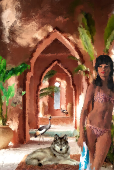 Painting titled "At the swimming poo…" by Lucy Klimenko, Original Artwork, Oil