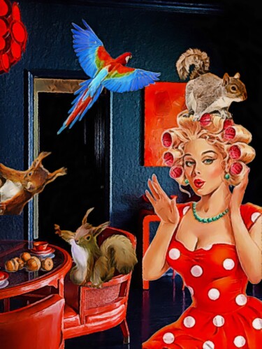 Картина под названием "Bad hair day" - Lucy Klimenko, Подлинное произведение искусства, Масло