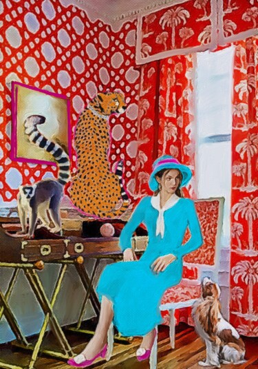 Schilderij getiteld "The Orange room" door Lucy Klimenko, Origineel Kunstwerk, Olie