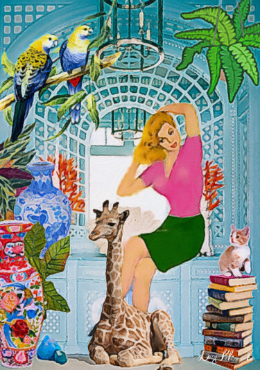 Peinture intitulée "Blonde and baby gir…" par Lucy Klimenko, Œuvre d'art originale, Huile