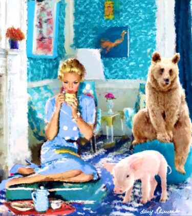 绘画 标题为“When piglet came fo…” 由Lucy Klimenko, 原创艺术品, 油