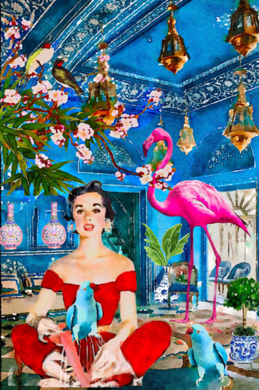 Ζωγραφική με τίτλο "Freedom to blue par…" από Lucy Klimenko, Αυθεντικά έργα τέχνης, Ακουαρέλα
