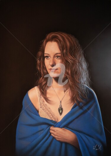 Ζωγραφική με τίτλο "Blue dream" από Lucy Michiels, Αυθεντικά έργα τέχνης, Παστέλ Τοποθετήθηκε στο artwork_cat.