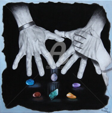 Peinture intitulée "Ecoute tes mains...…" par Lucy Michiels, Œuvre d'art originale, Huile Monté sur Châssis en bois
