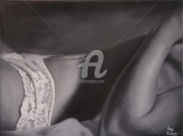 Painting titled "Fine dentelle" by Lucy Michiels, Original Artwork, Oil Mounted on Wood Stretcher frame