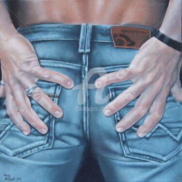 Painting titled "Fesses d'homme" by Lucy Michiels, Original Artwork, Oil