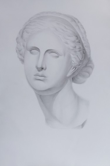 Рисунок под названием "Aphrodite Goddess" - Lucy Sodel, Подлинное произведение искусства, Карандаш