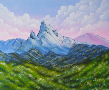 Painting titled "Mountain Meadow" by Lucy Sodel, Original Artwork, Acrylic