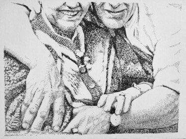 Dibujo titulada "Eux deux" por Luc Dechamps, Obra de arte original, Tinta