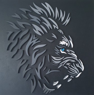 "Lion tribal" başlıklı Heykel Ludovic Latreille tarafından, Orijinal sanat, Ahşap