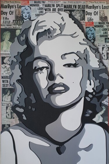 Skulptur mit dem Titel "Marilyn Monroe - Ta…" von Ludovic Latreille, Original-Kunstwerk, Holz Auf Holzplatte montiert