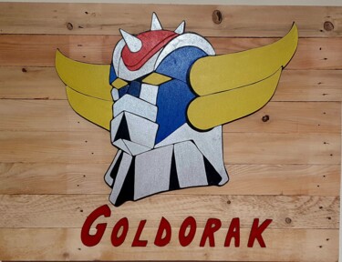 Escultura titulada "Goldorak Go" por Ludovic Latreille, Obra de arte original, Madera Montado en Bastidor de camilla de made…