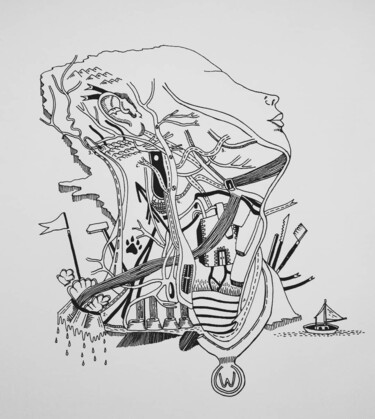 图画 标题为“MELATONINE” 由Ludivine Boucher, 原创艺术品, 标记