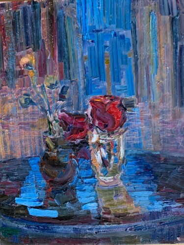 Картина под названием "Синий вечер" - Людмила Чередниченко, Подлинное произведение искусства, Масло