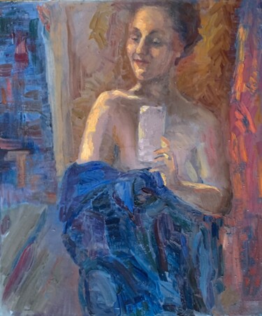 Painting titled "Перед зеркалом" by Ludmila Cerednicenko, Original Artwork, Oil