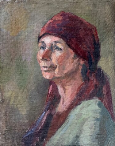 Peinture intitulée "Женщина в платке" par Ludmila Cerednicenko, Œuvre d'art originale, Huile