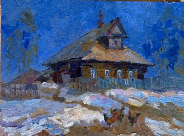 Schilderij getiteld "Старый дом" door Ludmila Cerednicenko, Origineel Kunstwerk, Olie