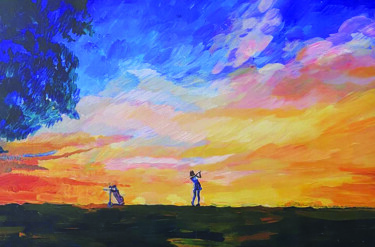 Painting titled "Golf" by Ludmila Charlamova, Original Artwork, Acrylic