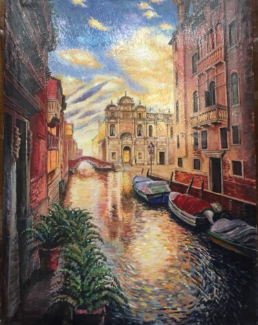 Картина под названием "Венецианский вечер" - Людмила Филатова, Подлинное произведение искусства, Акрил
