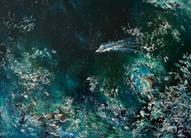 Painting titled "Dance of Waves" by Ludmila Gorbunova, Original Artwork, Oil Mounted on Wood Stretcher frame