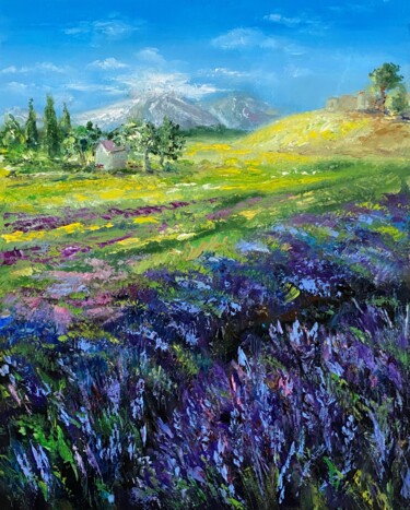 Painting titled "Dreaming of Provence" by Ludmila Gorbunova, Original Artwork, Oil Mounted on Wood Stretcher frame