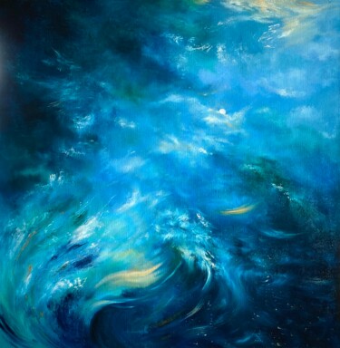 Painting titled "Ocean Dreams" by Ludmila Gorbunova, Original Artwork, Oil Mounted on Wood Stretcher frame