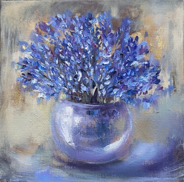 Painting titled "Lavender Scent" by Ludmila Gorbunova, Original Artwork, Oil Mounted on Wood Stretcher frame