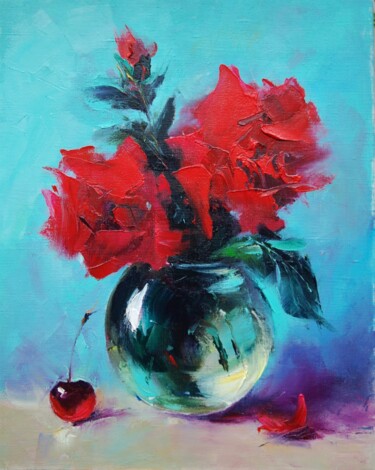 Peinture intitulée "Savour of Rose" par Ludmila Gorbunova, Œuvre d'art originale, Huile Monté sur Châssis en bois