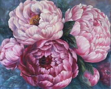 Schilderij getiteld "Pink and Gorgeous" door Ludmila Gorbunova, Origineel Kunstwerk, Olie Gemonteerd op Frame voor houten br…