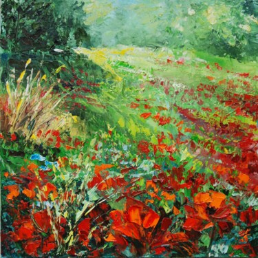 Painting titled "Summer Vibes" by Ludmila Gorbunova, Original Artwork, Oil Mounted on Wood Stretcher frame