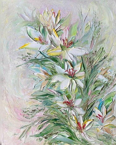 Painting titled "Delicate" by Ludmila Gorbunova, Original Artwork, Oil Mounted on Wood Stretcher frame