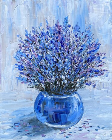Malarstwo zatytułowany „Lavender Mood” autorstwa Ludmila Gorbunova, Oryginalna praca, Olej Zamontowany na Drewniana rama nos…